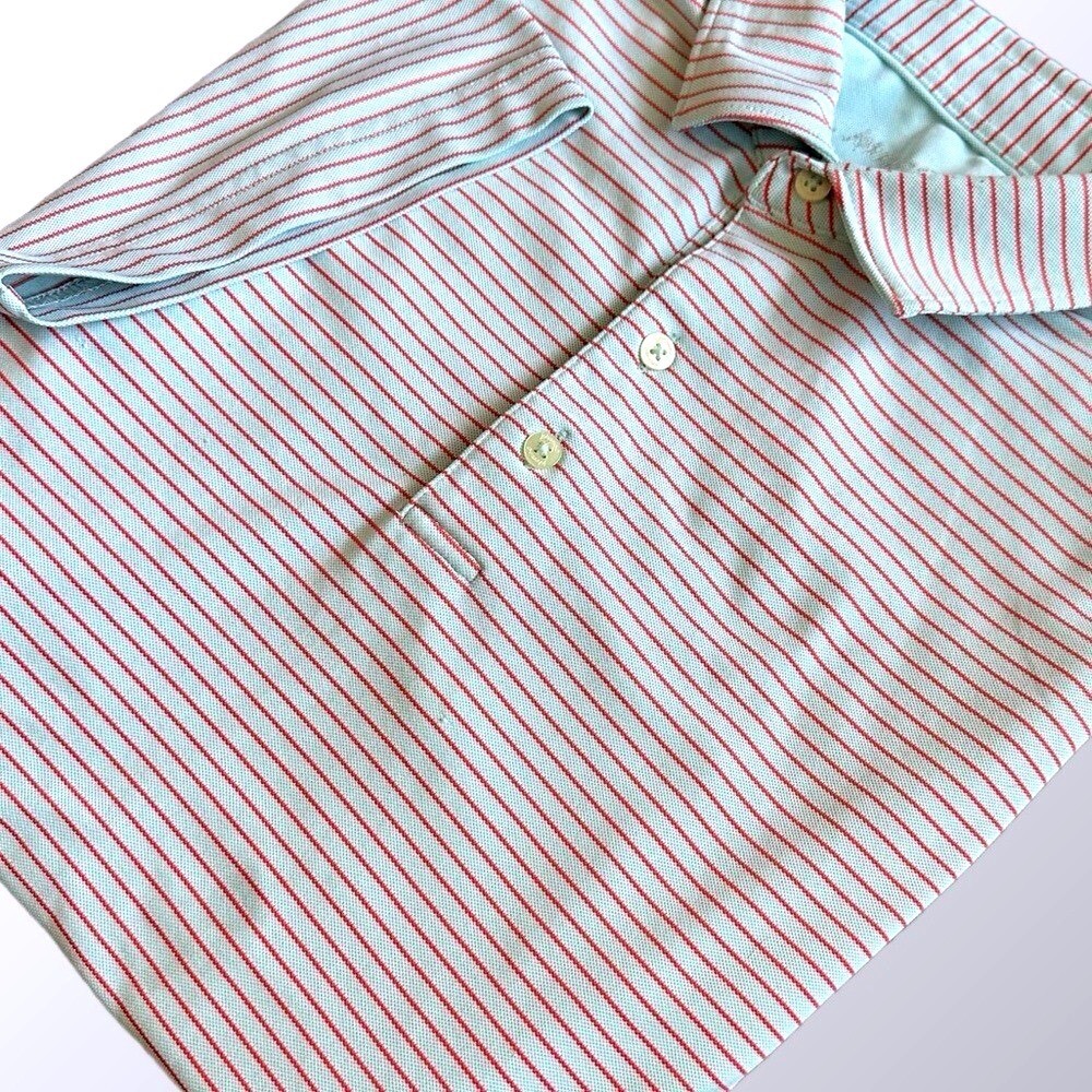 Johnnie-O Polo Men's XL Blue‎ & RedStriped Hoover Performance Polo in Cay